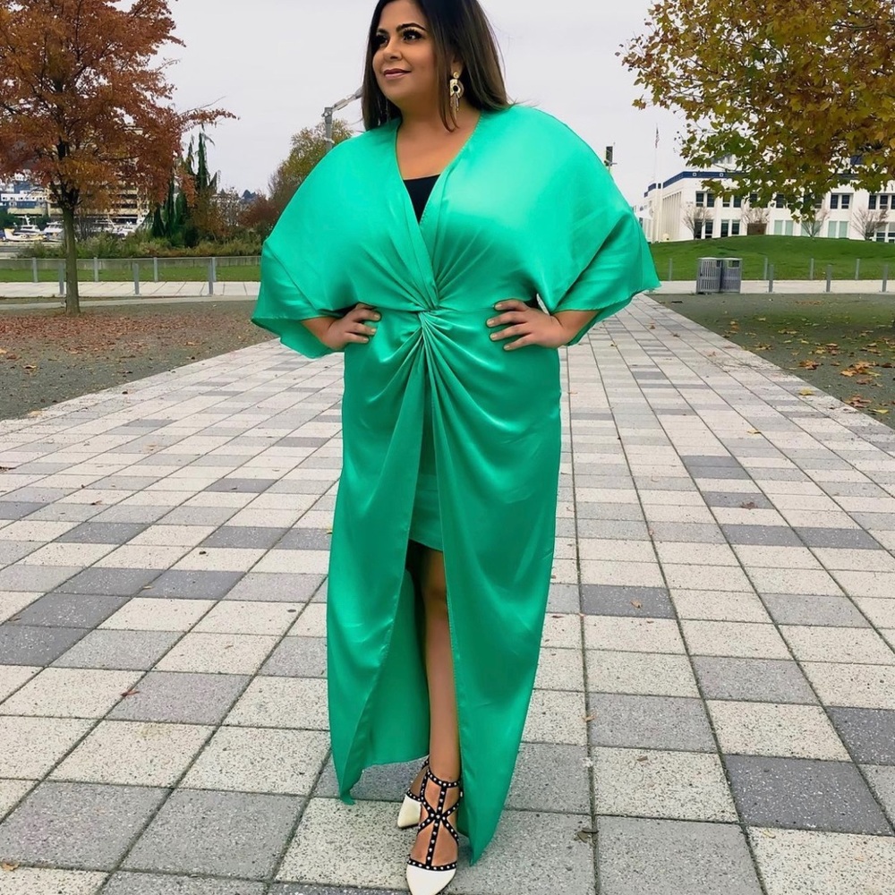 WORN ONCE ASOS Kelly Green Evening Dress - Size 14